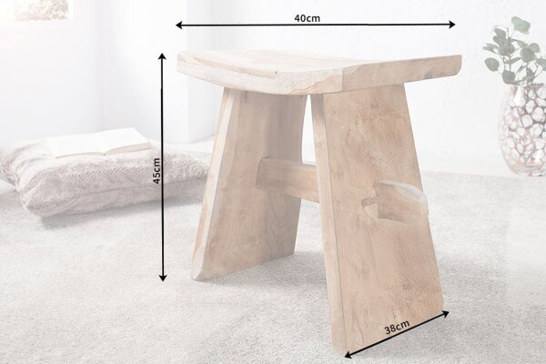 Pouf en teck massif L : 40 cm Landhaus Rustikal