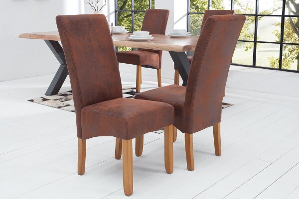 Esszimmerstuhl Stoff Holz ohne Armlehne Braun Kolonialstil