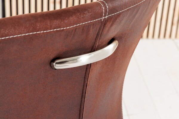 Chaise cantilever Marron Argent Tissu Métal Moderne Salle à manger