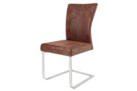Freischwinger Stuhl Braun Silber Stoff Metall Modern...