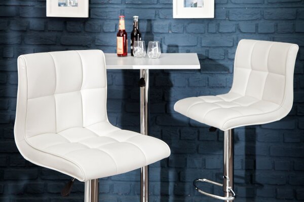 Tresenstuhl Kunstleder Stoff Metall Weiß Chrom höhenverstellbar