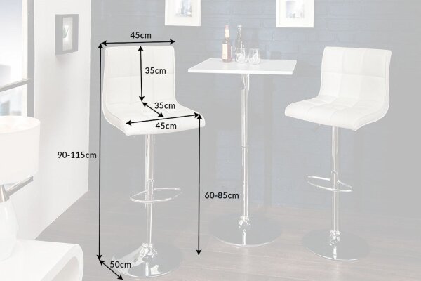 Tresenstuhl Kunstleder Stoff Metall Weiß Chrom höhenverstellbar