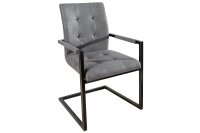 Chaise de salle à manger avec accoudoirs Gris Noir...