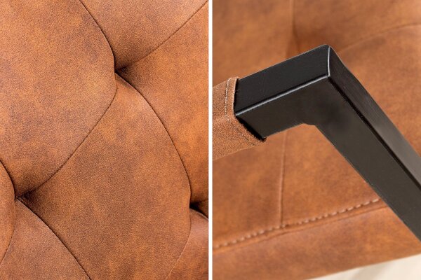 Chaise cantilever avec accoudoirs marron noir tissu fer