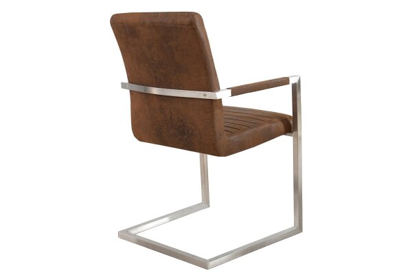 Chaise à bascule avec accoudoirs Tissu Acier inoxydable Marron Chrome