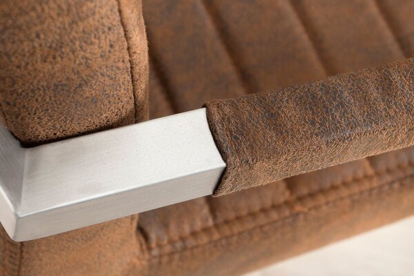Chaise à bascule avec accoudoirs Tissu Acier inoxydable Marron Chrome