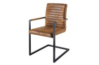 Freischwinger mit Armlehne Braun Schwarz Stoff Metall