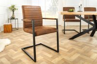 Freischwinger mit Armlehne Braun Schwarz Stoff Metall
