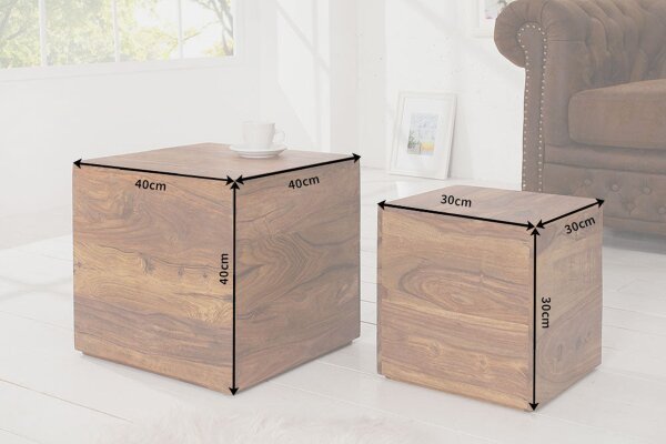 Lot de 2 tables dappoint en bois de sheesham massif polyvalent