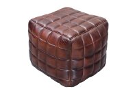 Hocker Leder Braun B: 40 cm Würfel mit Ziersteppung