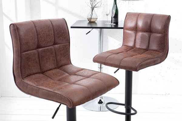 Chaise de comptoir réglable en hauteur Tissu Métal Marron Noir