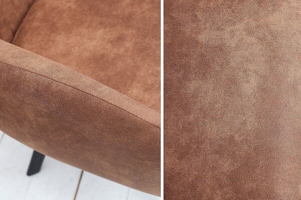 Chaise de salle à manger tissu métal marron noir avec accoudoirs
