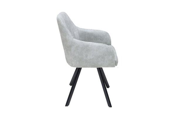 Chaise avec accoudoirs Gris Noir en tissu Métal Salle à manger