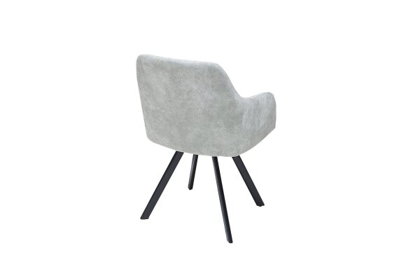 Chaise avec accoudoirs Gris Noir en tissu Métal Salle à manger