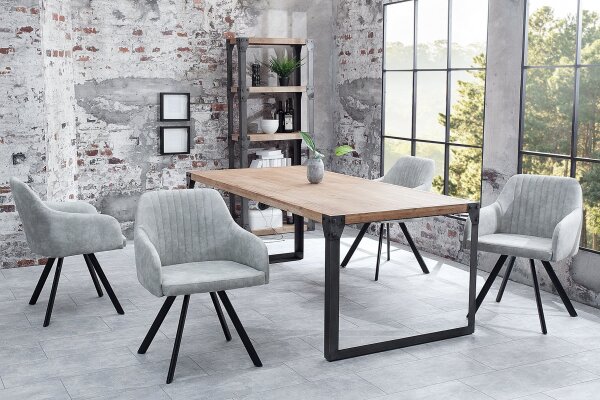 Chaise avec accoudoirs Gris Noir en tissu Métal Salle à manger