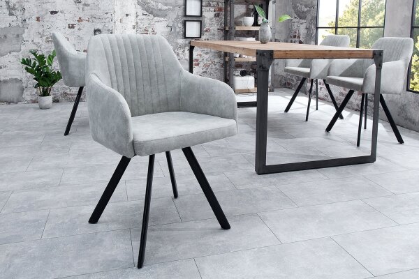 Chaise avec accoudoirs Gris Noir en tissu Métal Salle à manger