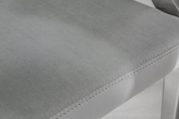 Chaise de salle à manger avec accoudoirs velours acier inoxydable gris argenté