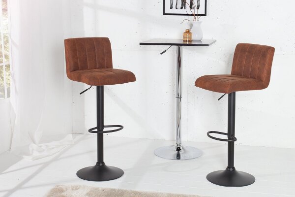 Chaise de comptoir réglable en hauteur Marron Noir Tissu Métal
