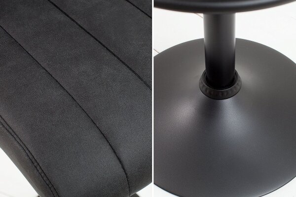 Tabouret de bar réglable en hauteur Gris Noir Tissu Métal