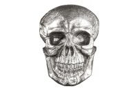 Deko Statue Wand Schädel H: 40 cm aus Metall in Silber