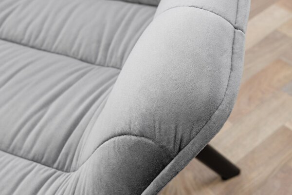 Chaise de salle à manger velours métal gris noir avec accoudoirs