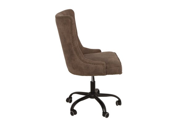 Chaise de bureau réglable en hauteur tissu métal Chesterfield