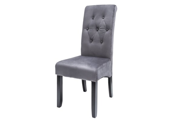 Chaise de salle à manger sans accoudoirs en style colonial gris Tissu bois