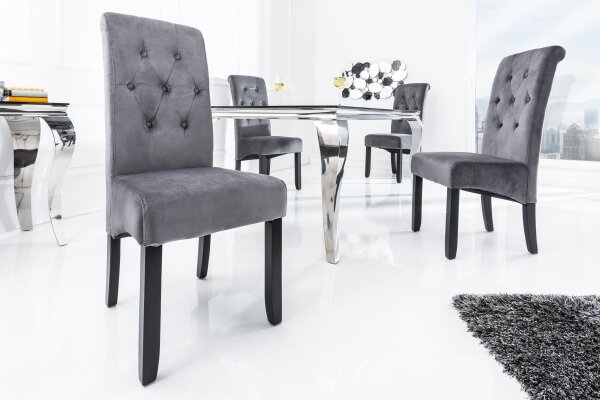Chaise de salle à manger sans accoudoirs en style colonial gris Tissu bois