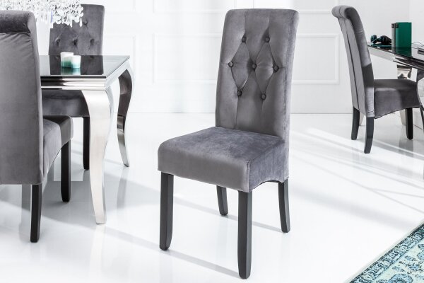 Chaise de salle à manger sans accoudoirs en style colonial gris Tissu bois