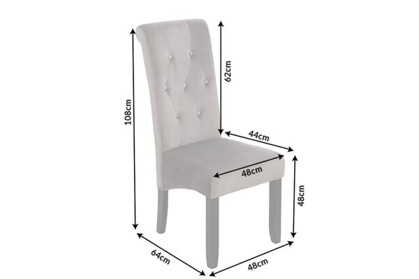 Chaise de salle à manger sans accoudoirs en style colonial gris Tissu bois