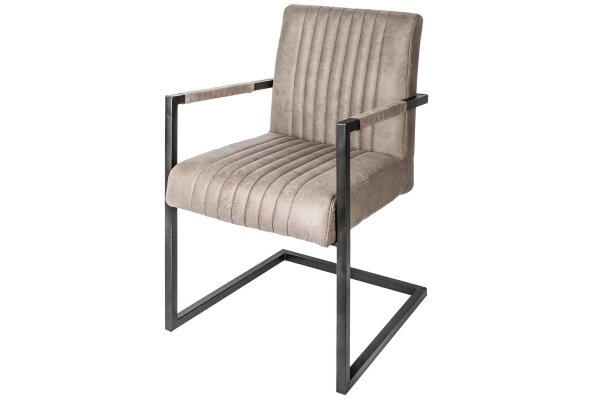 Chaise cantilever taupe noir tissu métal avec accoudoirs
