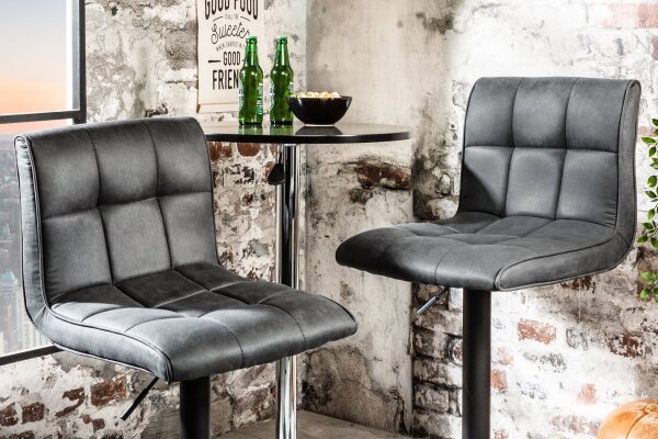 Barstuhl höhenverstellbar Stoff Metall mit Lehne Grau Schwarz