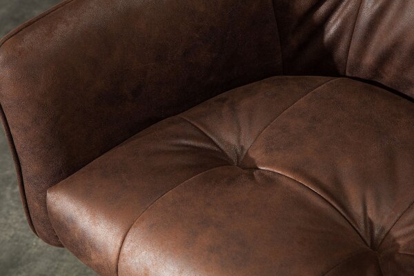 Barhocker Samt Metall Braun antik Schwarz mit Lehne
