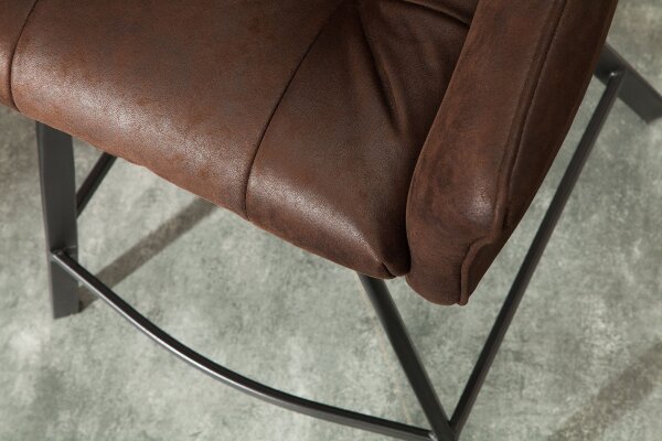 Barhocker Samt Metall Braun antik Schwarz mit Lehne