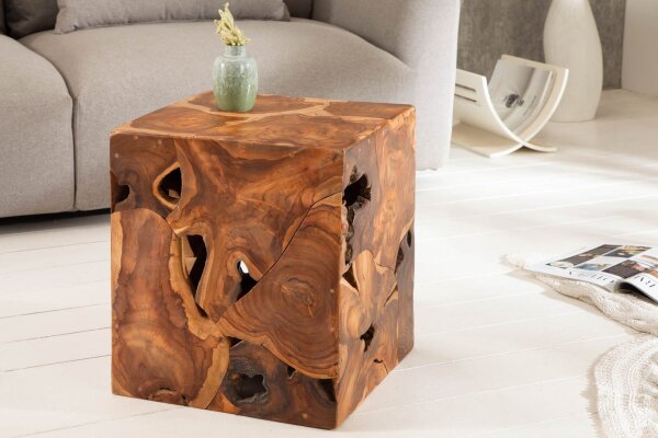 Table dappoint en teck massif L : 40 cm Rondelles darbre