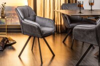 Chaise pivotante anthracite noir en tissu métal...