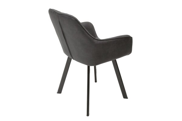Chaise de salle à manger Anthracite avec accoudoirs Tissu Métal Rétro
