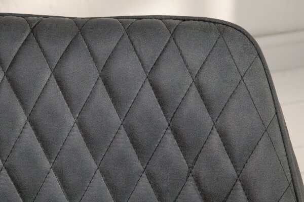 Chaise de salle à manger Anthracite avec accoudoirs Tissu Métal Rétro