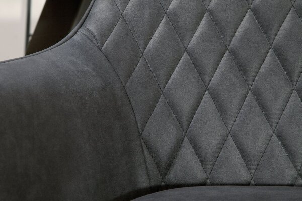 Chaise de salle à manger Anthracite avec accoudoirs Tissu Métal Rétro