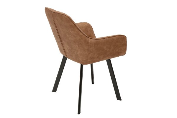 Chaise salle à manger marron noir en tissu métal avec accoudoirs