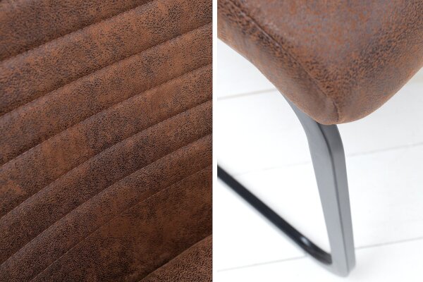 Chaise cantilever marron noir en tissu métal