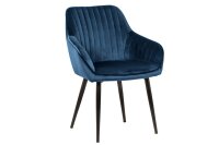Chaise de salle &agrave; manger velours m&eacute;tal bleu...