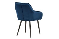 Chaise de salle à manger velours métal bleu...