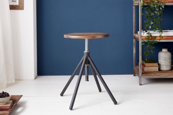 Tabouret réglable en hauteur Industrial bois dacacia métal