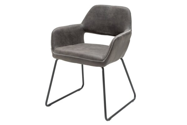 Chaise de salle à manger Bauhaus design gris noir en tissu métal