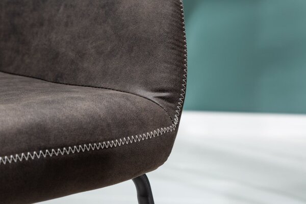 Chaise de salle à manger Bauhaus design gris noir en tissu métal
