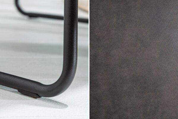Chaise de salle à manger Bauhaus design gris noir en tissu métal