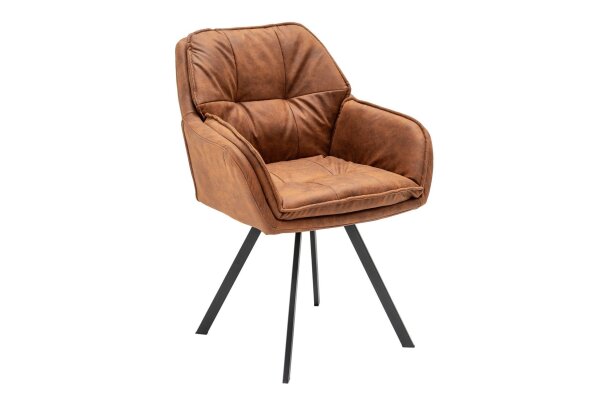 Chaise de bureau avec accoudoirs pivotant en marron noir microfibre