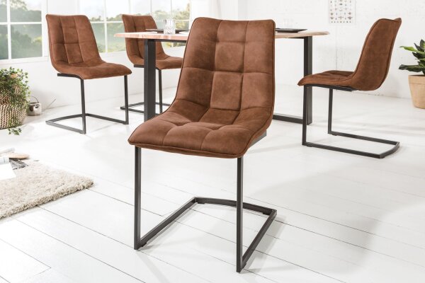 Schwingstuhl Esszimmer Braun Schwarz aus Stoff Metall