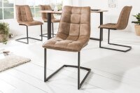 Freischwinger Stuhl Beige Schwarz aus Stoff Metall